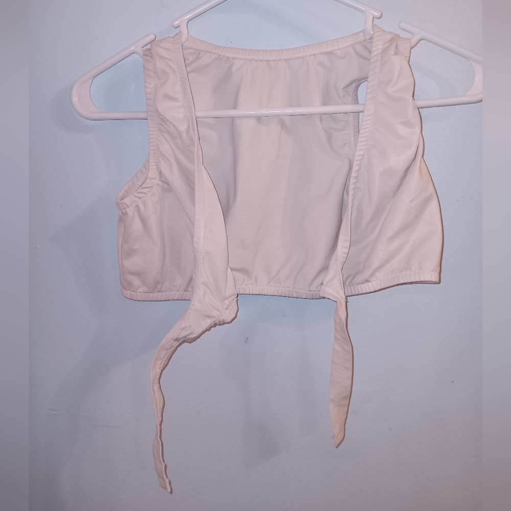 Tie Front Crop Top Spandex Ties Under Bust